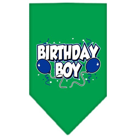 Birthday Boy Screen Print Bandana - Emerald Green, Large