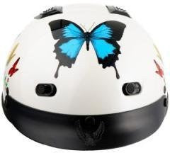 Dot Vented Butterfly Motorcycle Half Helmet Beanie Helmets, Large