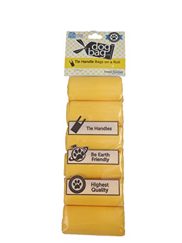Doggie Walk Bags Duffel Refill Tie Handle Bags - Yellow/Ocean, 6 Rolls