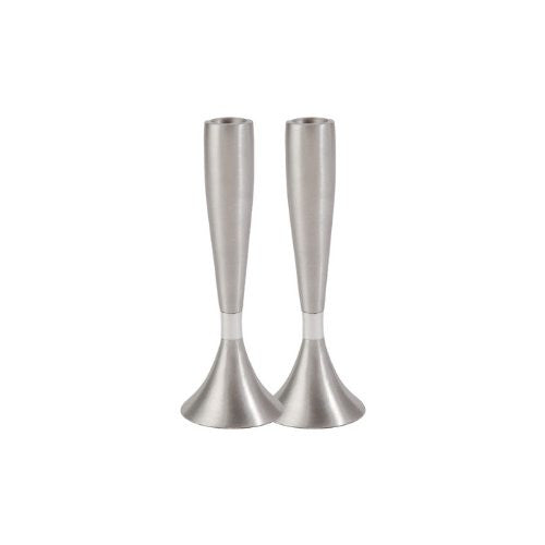 Candlesticks - Pair - Medium - Anodize - Silver, 6.5x2.3 inch