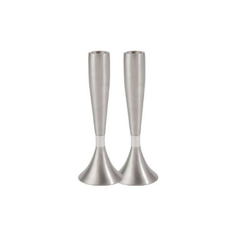 Candlesticks - Pair - Medium - Anodize - Silver, 6.5x2.3 inch