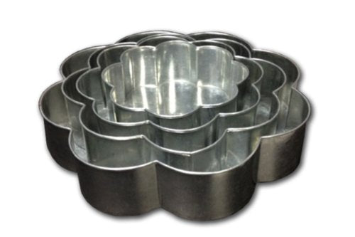 4 Tier Petal Multilayer Tin Cake Pan Set, 6", 8", 10", 12" (all 3" deep)