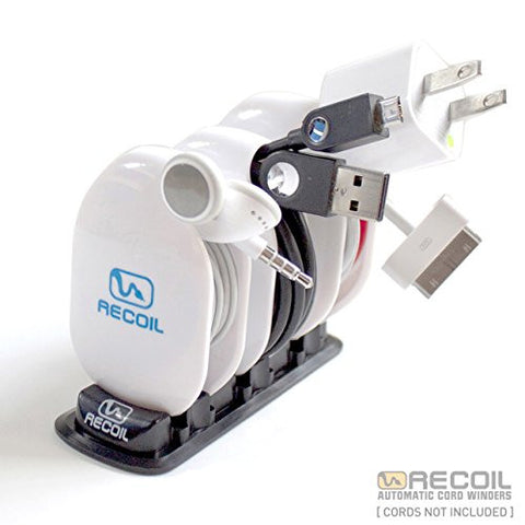 Recoil AUTOMATIC Cord Winder for Headphones, USB Cables and Charger White