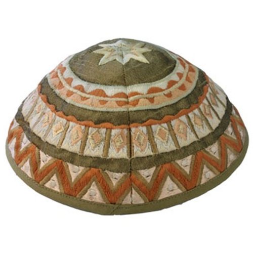 Kippah - Embroidered - Star Green
