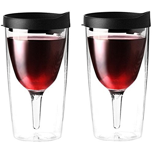 Party Goers’ Wine Tumbler, 10 oz., Black Lid