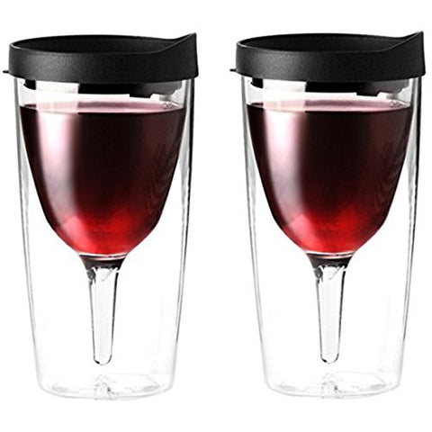 Party Goers’ Wine Tumbler, 10 oz., Black Lid