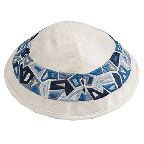 Kippah - Embroidered - Triangle Blue