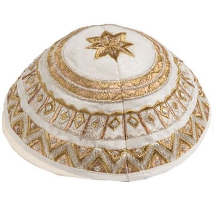 Gold Embroidered Mosaic Design Kippah Kippa-Made in Israel