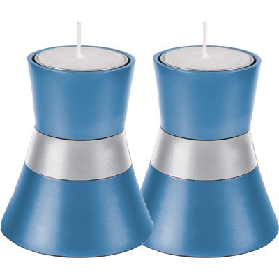Candlesticks - Pair - Small - Anodize - Blue, 3x2.5 inch