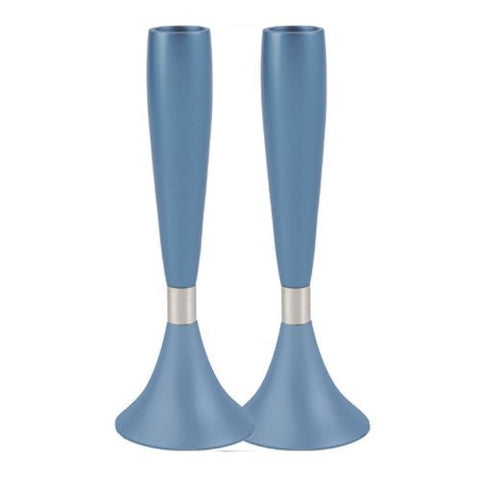 Candlesticks - Pair - Medium - Anodize - Blue, 6.5x2.3 inch