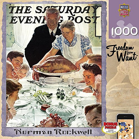 Norman Rockwell 1000pc - Freedom from Want, 8" X 8" X 2.25"