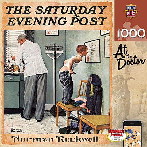 Norman Rockwell 1000pc - at the Doctor, 8" X 8" X 2.25"