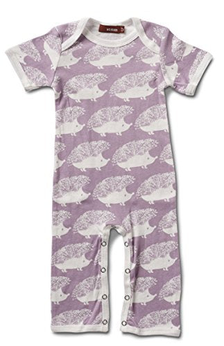 Short Sleeve Romper, Lavender Hedgehog- 6-12M