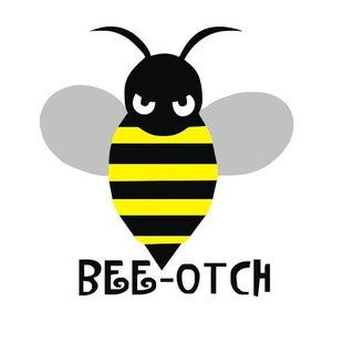 Bee-Otch - Cute Angry Bumblebee by Evilkid- 4.125" x 4.25" Transparent Sticker