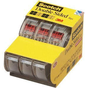 Double Sided Tape, 3 Pack Caddy Transparent 1/2 in x 250 in