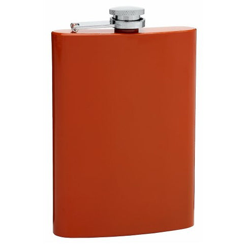8oz Stainless Steel Hip Flask, Assorted Colors (Burnt Orange)