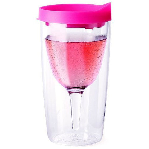 Vino2Go Wine Tumbler 10 oz, Pink Lid
