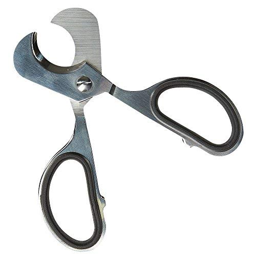Stainless Steel Cigar Scissors w/ Rubber Handle Grip, Up to 60-Ring
