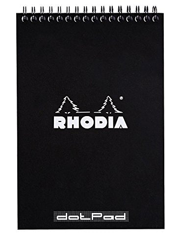 Rhodia - Black Wirebound Pads - Dot Grid - 6 x 8 ¼