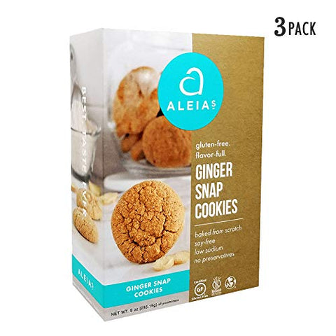 Aleia's Gluten Free Ginger Snap Cookies 9 oz, Pack of 3