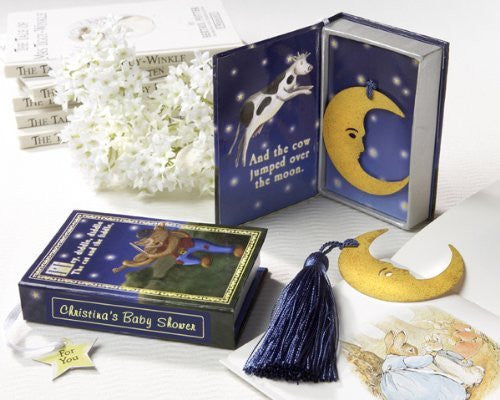 Over the Moon Vintage Moon Bookmark with Tassel in Nursery Rhyme Keepsake Book Box
