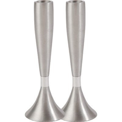 Candlesticks - Pair - Medium - Anodize - Silver, 6.5x2.3 inch