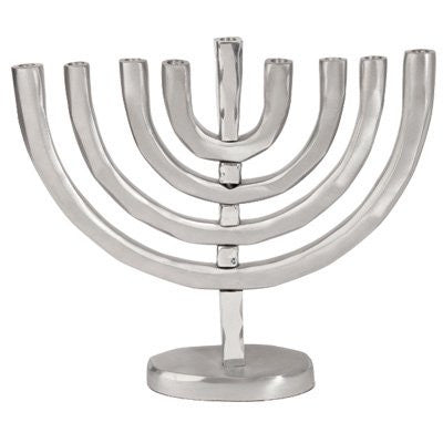 Hanukkiah - Anodize - Menorah - Silver, 11x10 inch