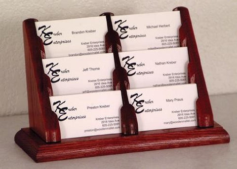 6 Pocket Countertop Business Card Holder, Mahogany