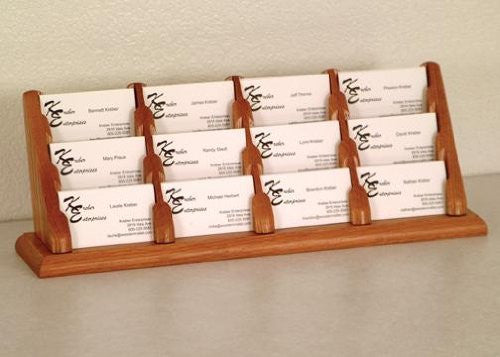 12 Pocket Countertop Business Card Holder, Medium Oak