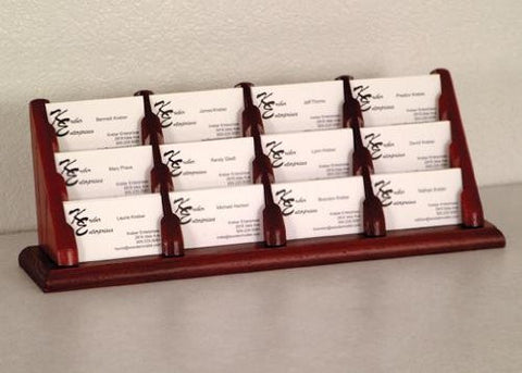 12 Pocket Countertop Business Card Holder, Mahogany