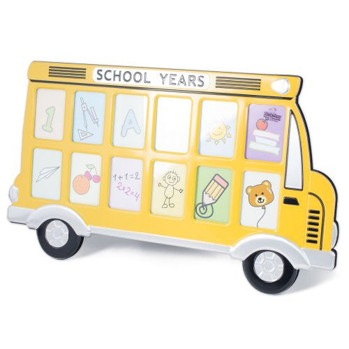 Yellow School Bus Frame Holds 12 1.5" x 2" Photos