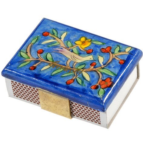 Matchbox Holder - Metal - Oriental, 2.2x1.6x1 inch