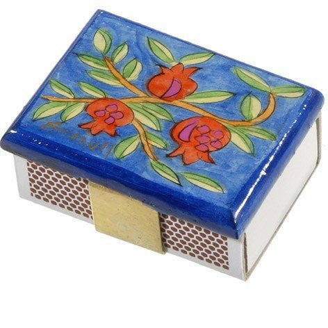 Matchbox Holder - Metal - Pomegranate, 2.2x1.6x1 inch