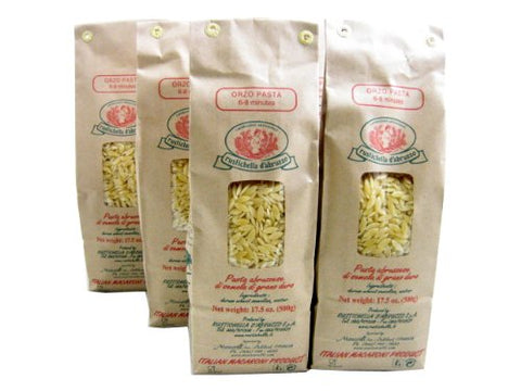 Rustichella d'Abruzzo Pasta, Durum Wheat in Brown Paper Bag, Orzo, 500 gr/1.1 lb