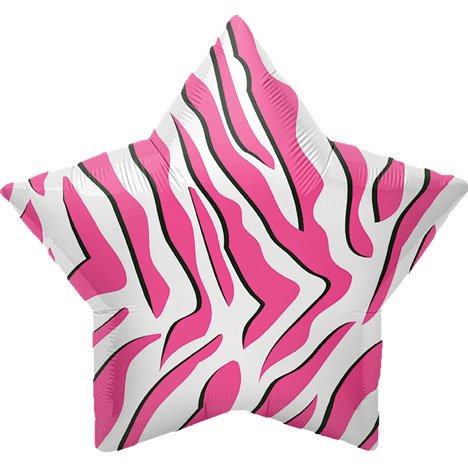 22" Pink Zebra Stripe Star