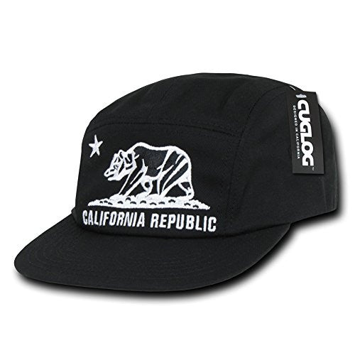 5 Panel Racer Cap - Cali Bear,  Black