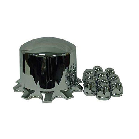 Barjan Alcoa Chrome Hub Cover Snap-On System for 10 Hole 22.5" & 24.5" Stud-Piloted 11.25" Diameter Bolt Circle