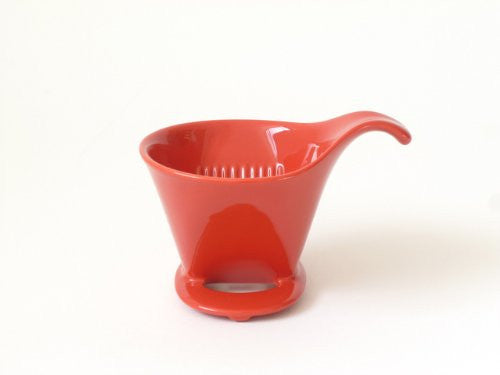 Bee House Ceramic Coffee Dripper - Large - Drip Cone Brewer (Tomato Red)