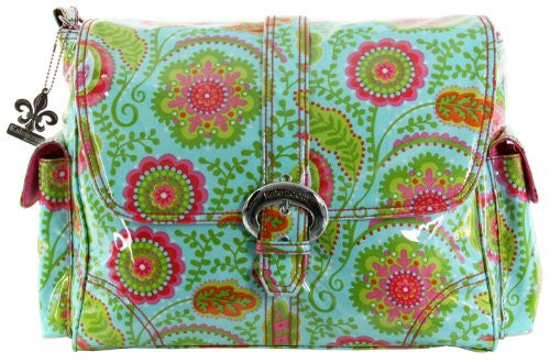 STYLE 2960 - LAMINATED BUCKLE BAG - Wildflower Garden Aqua - 14"L x 6"W x 11"H