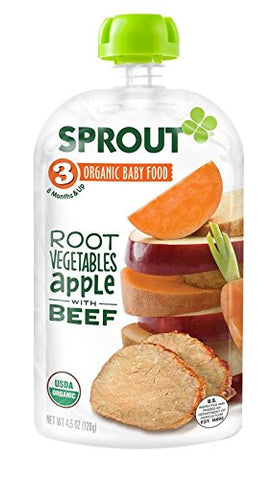 Sprout Organic Baby Food Stage 3 - Root Vegetables Apple with Beef, 4 oz
