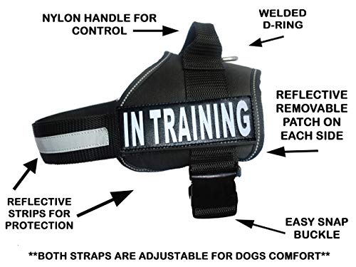 Service Dog Harness Vest Cool Comfort Nylon for Dogs Small Medium Large Girth, Purchase Comes with 2 in Training Reflective Patches. Please Measure Dog Before Ordering (Girth 30-42", Black)