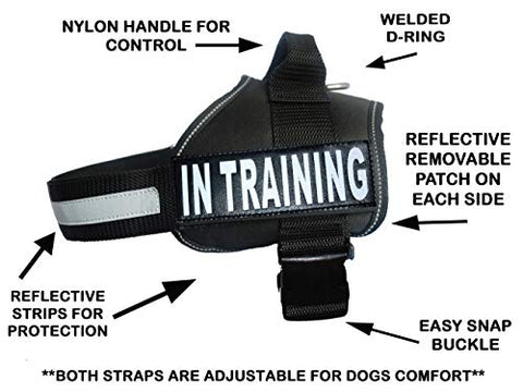 Service Dog Harness Vest Cool Comfort Nylon for Dogs Small Medium Large Girth, Purchase Comes with 2 in Training Reflective Patches. Please Measure Dog Before Ordering (Girth 30-42", Black)