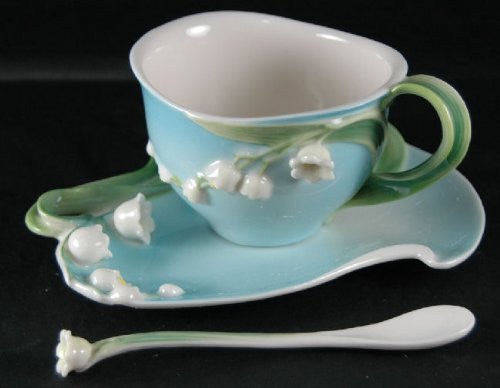 Two's Company Garden Party Lily Of The Valley Tea Set Cup Saucer Spoon