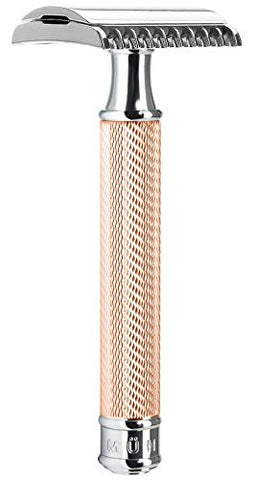 Traditional Safety Razor, Open Comb, Handle Material Metal Rosegold