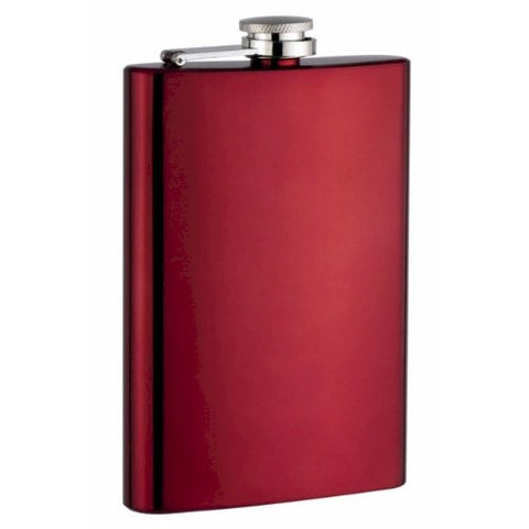 8oz Stainless Steel Hip Flask, Assorted Colors (Red)