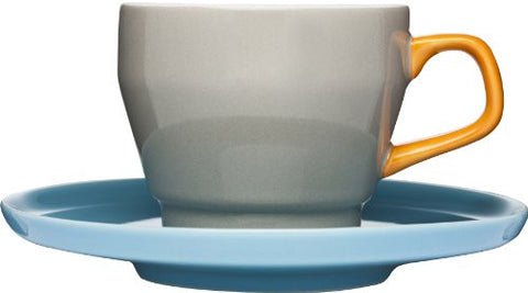 POP Cup and Saucer, Brown/Orange/Turquoise 25 cl H 80 mm