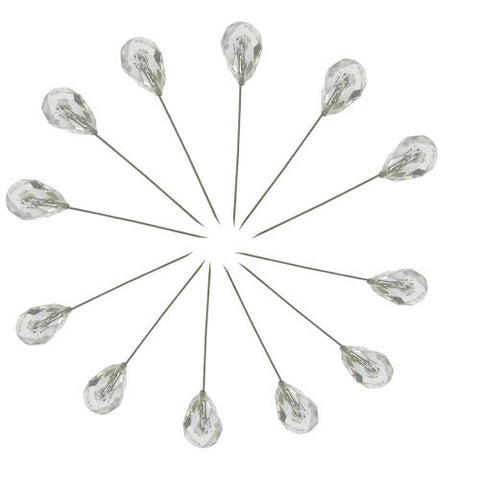 Set of 12 Clear Acrylic Tip Pins