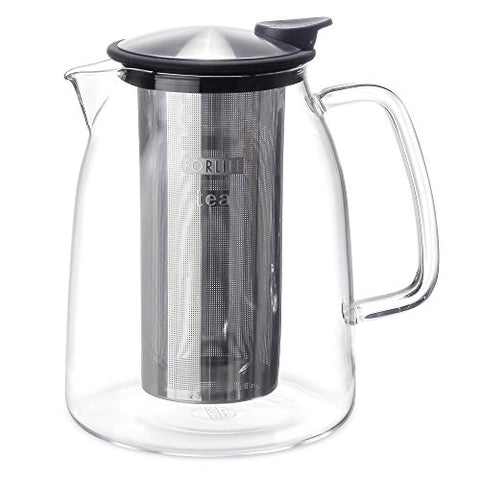 Mist Glass Iced Tea Jug with Basket Infuser 68oz- Black Graphite