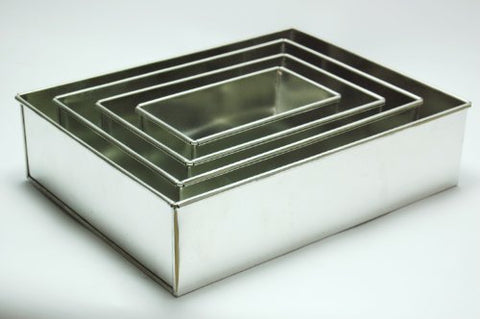4 Tier Rectangle Multilayer Tin Cake Pans 6", 8", 10", 12" (all 3" deep)