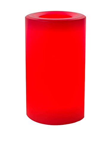 Outdoor Colored Candles w/ White LED Lights, 3"x5" Round Pillar, Red